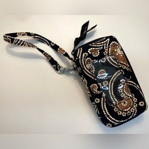 Vera Bradley Black and Brown Paisley Wristlet